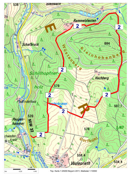 Top. Karte 1:25000 Bayern 2011, Maßstab 1:10000 km 0.20 0.40